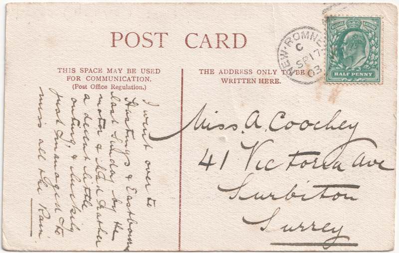 The reverse of an old postcard. The postcard is of Abingdon: Radley College