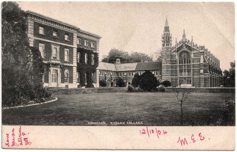 The front of an old postcard. The postcard is of Abingdon: Other local interest