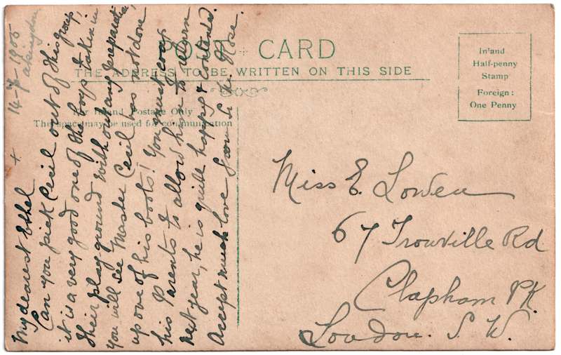 The reverse of an old postcard. The postcard is of Abingdon: Other local interest