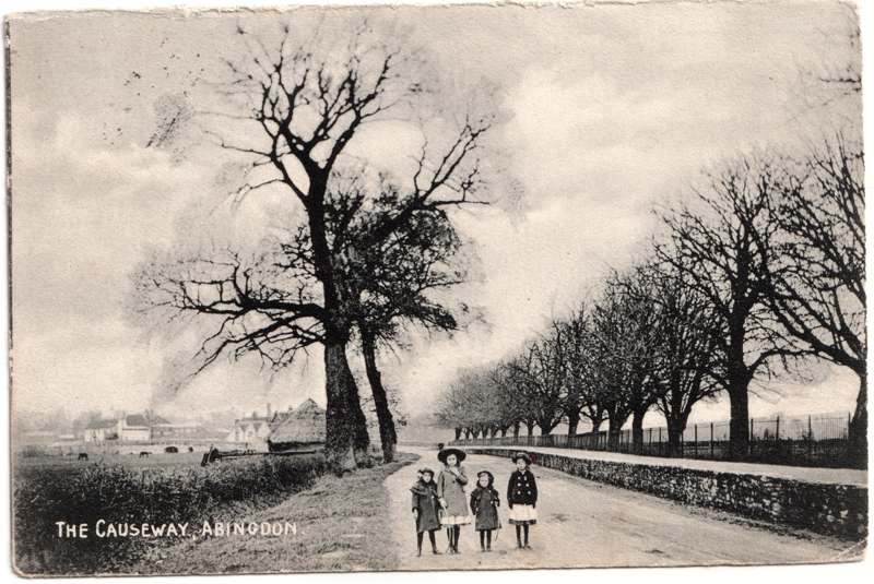 The front of an old postcard. The postcard is of Abingdon: Other local interest