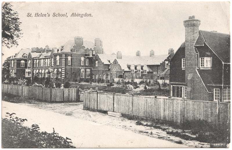 The front of an old postcard. The postcard is of Abingdon: Other Streets