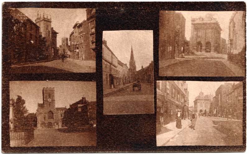 The front of an old postcard. The postcard is of Abingdon: Multiview