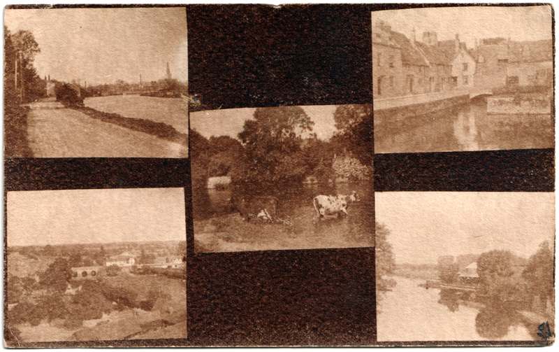 The front of an old postcard. The postcard is of Abingdon: Multiview