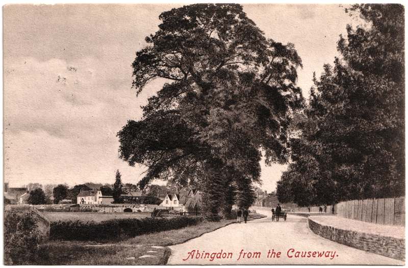 The front of an old postcard. The postcard is of Abingdon: Other local interest