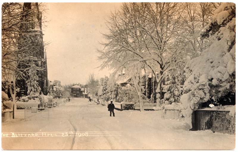 The front of an old postcard. The postcard is of Abingdon: Albert Park and Abingdon School