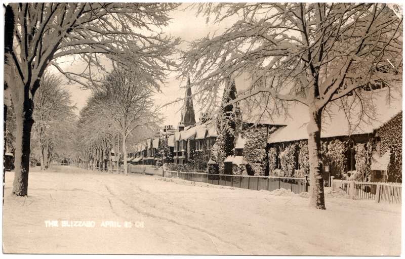 The front of an old postcard. The postcard is of Abingdon: Albert Park and Abingdon School