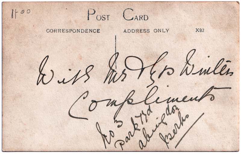 The reverse of an old postcard. The postcard is of Abingdon: Other local interest