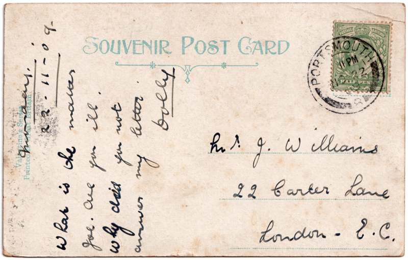 The reverse of an old postcard. The postcard is of Abingdon: St. Helen's from the Bridge
