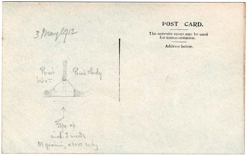 The reverse of an old postcard. The postcard is of Abingdon: The Abbey Buildings