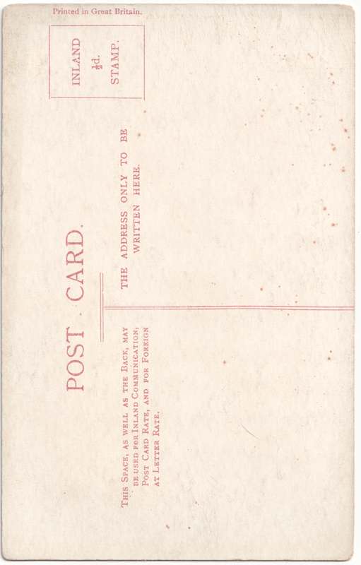 The reverse of an old postcard. The postcard is of Abingdon: St. Helen's Church and the Almshouses