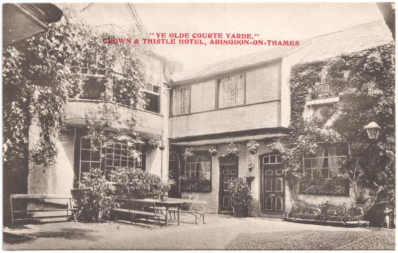 The front of an old postcard. The postcard is of Abingdon: Other local interest