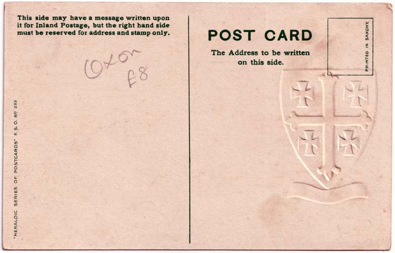 The reverse of an old postcard. The postcard is of Abingdon: Town Centre Streets