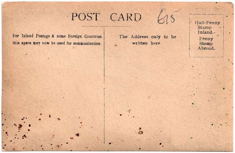 The reverse of an old postcard. The postcard is of Abingdon: Other Streets