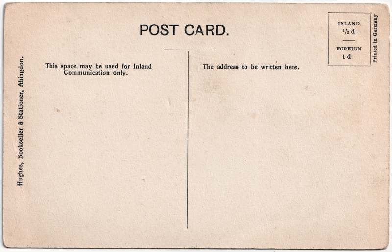 The reverse of an old postcard. The postcard is of Abingdon: Schools