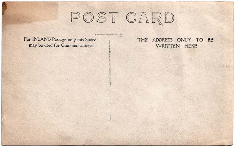 The reverse of an old postcard. The postcard is of Abingdon: Town Centre Streets