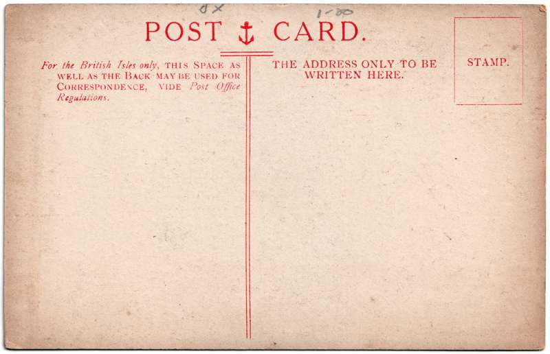 The reverse of an old postcard. The postcard is of Abingdon: Abbey Gateway
