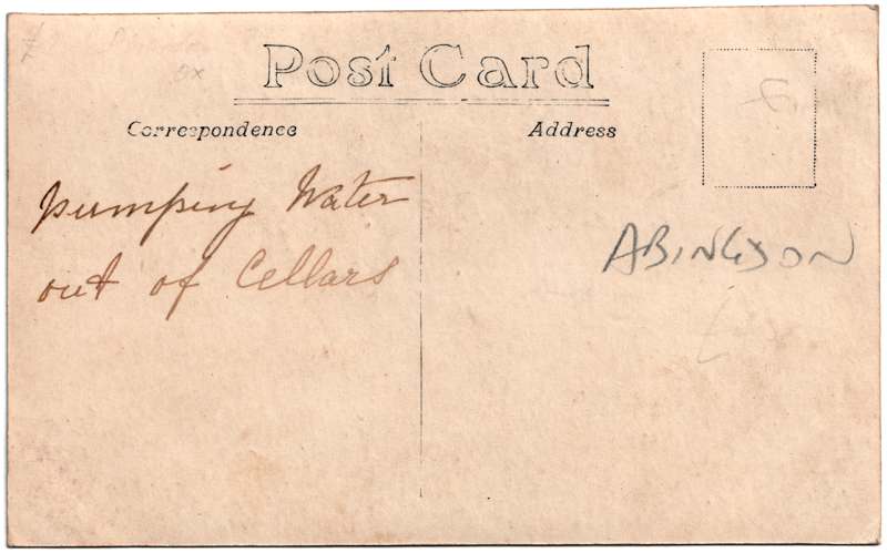 The reverse of an old postcard. The postcard is of Abingdon: Town Centre Streets