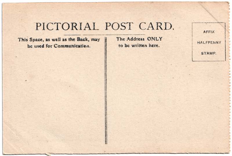 The reverse of an old postcard. The postcard is of Abingdon: Marketplace