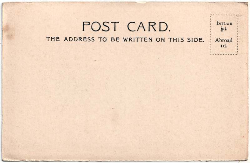 The reverse of an old postcard. The postcard is of Abingdon: Marketplace