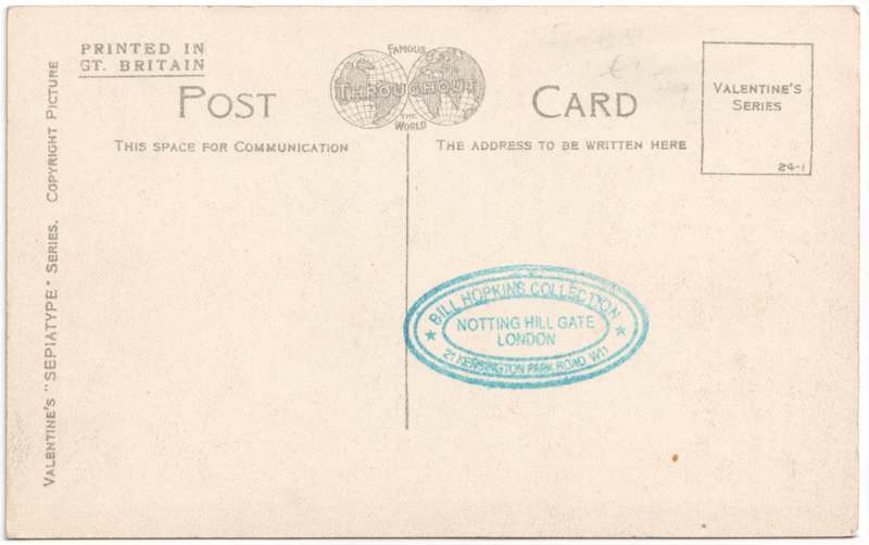 The reverse of an old postcard. The postcard is of Abingdon: Marketplace