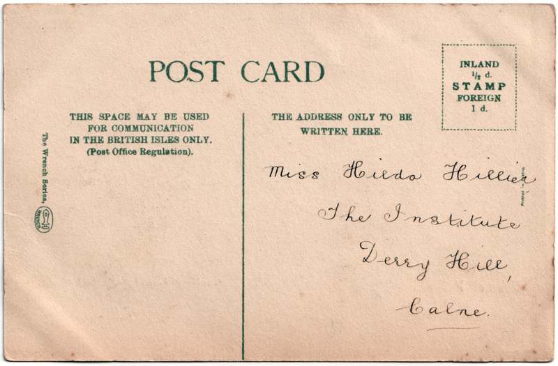 The reverse of an old postcard. The postcard is of Abingdon: The Bridge